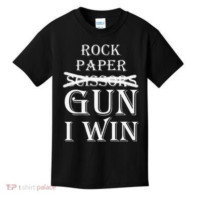 Funny Rock Paper Gun I Win Kids T-Shirt