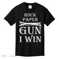 Funny Rock Paper Gun I Win Kids T-Shirt thumb 0