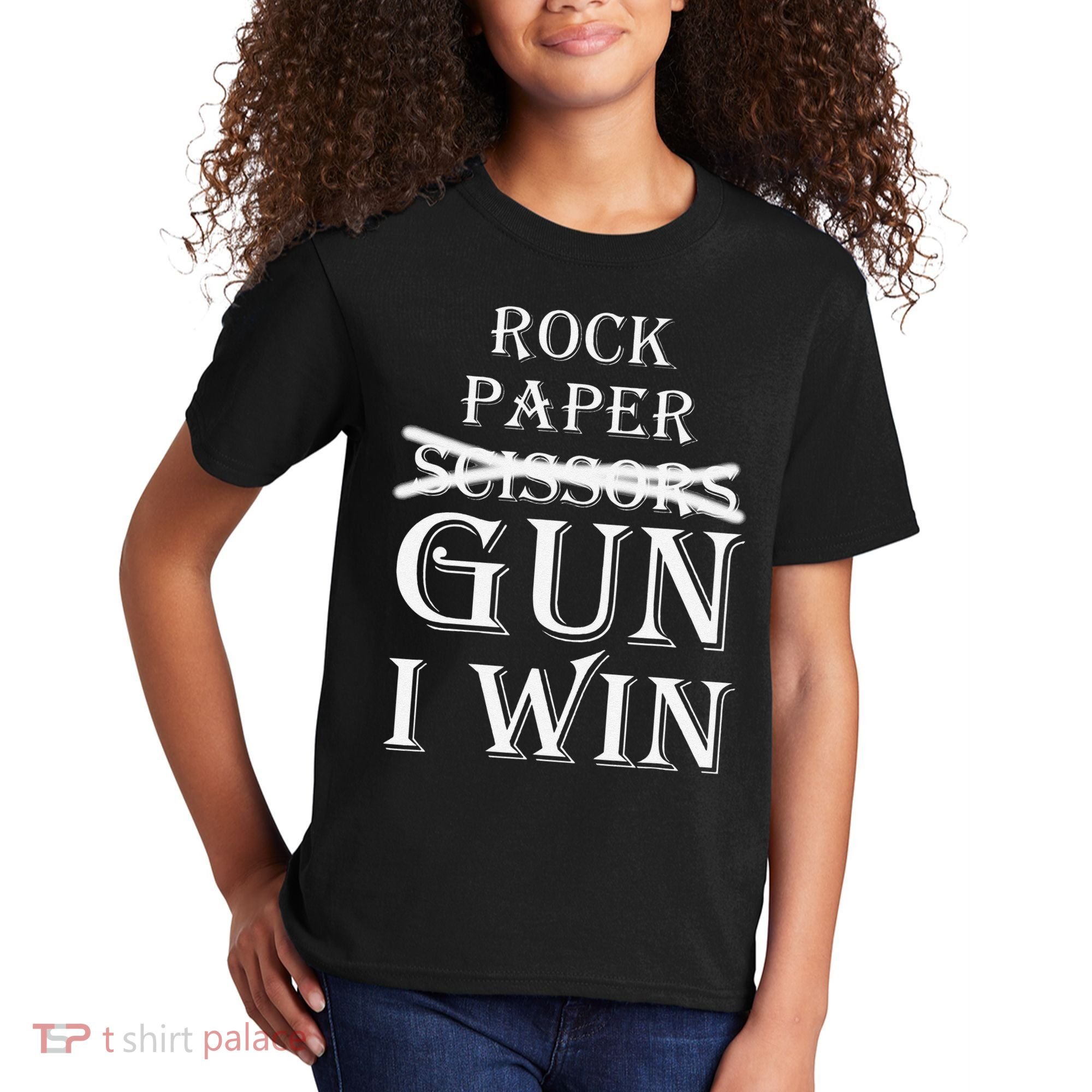 Funny Rock Paper Gun I Win Kids T-Shirt
