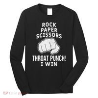 Funny Rock Paper Scissors Throat Punch I Win Long Sleeve Shirt thumb 0