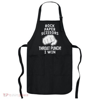 Funny Rock Paper Scissors Throat Punch I Win Apron