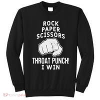 Funny Rock Paper Scissors Throat Punch I Win Sweatshirt thumb 0