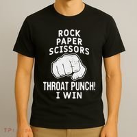 Funny Rock Paper Scissors Throat Punch I Win T-Shirt thumb 3