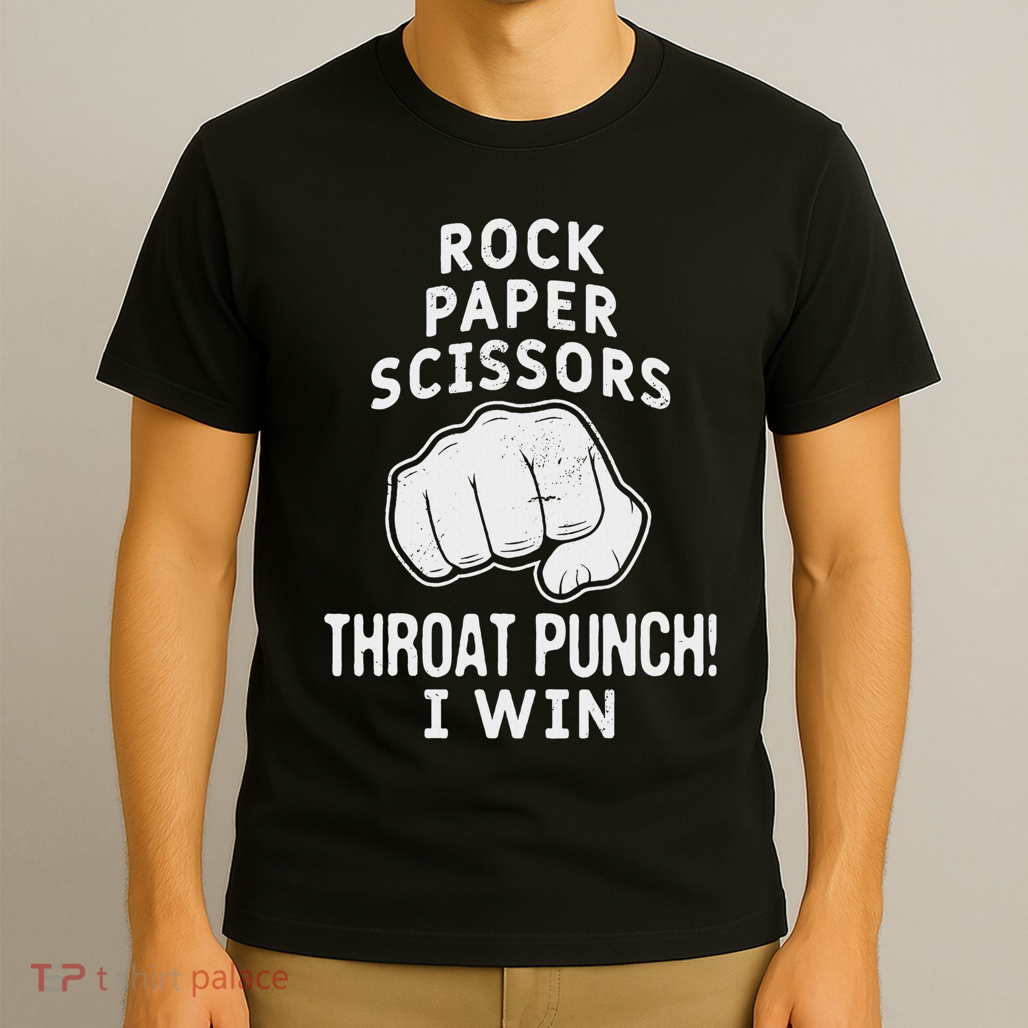 Funny Rock Paper Scissors Throat Punch I Win T-Shirt