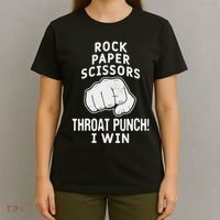 Funny Rock Paper Scissors Throat Punch I Win T-Shirt thumb 4