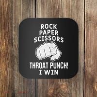 Funny Rock Paper Scissors Throat Punch I Win Coaster thumb 0