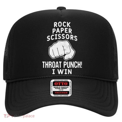 Funny Rock Paper Scissors Throat Punch I Win Hat