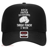 Funny Rock Paper Scissors Throat Punch I Win Hat thumb 0