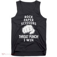 Funny Rock Paper Scissors Throat Punch I Win Tank Top thumb 0