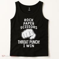 Funny Rock Paper Scissors Throat Punch I Win Tank Top thumb 2