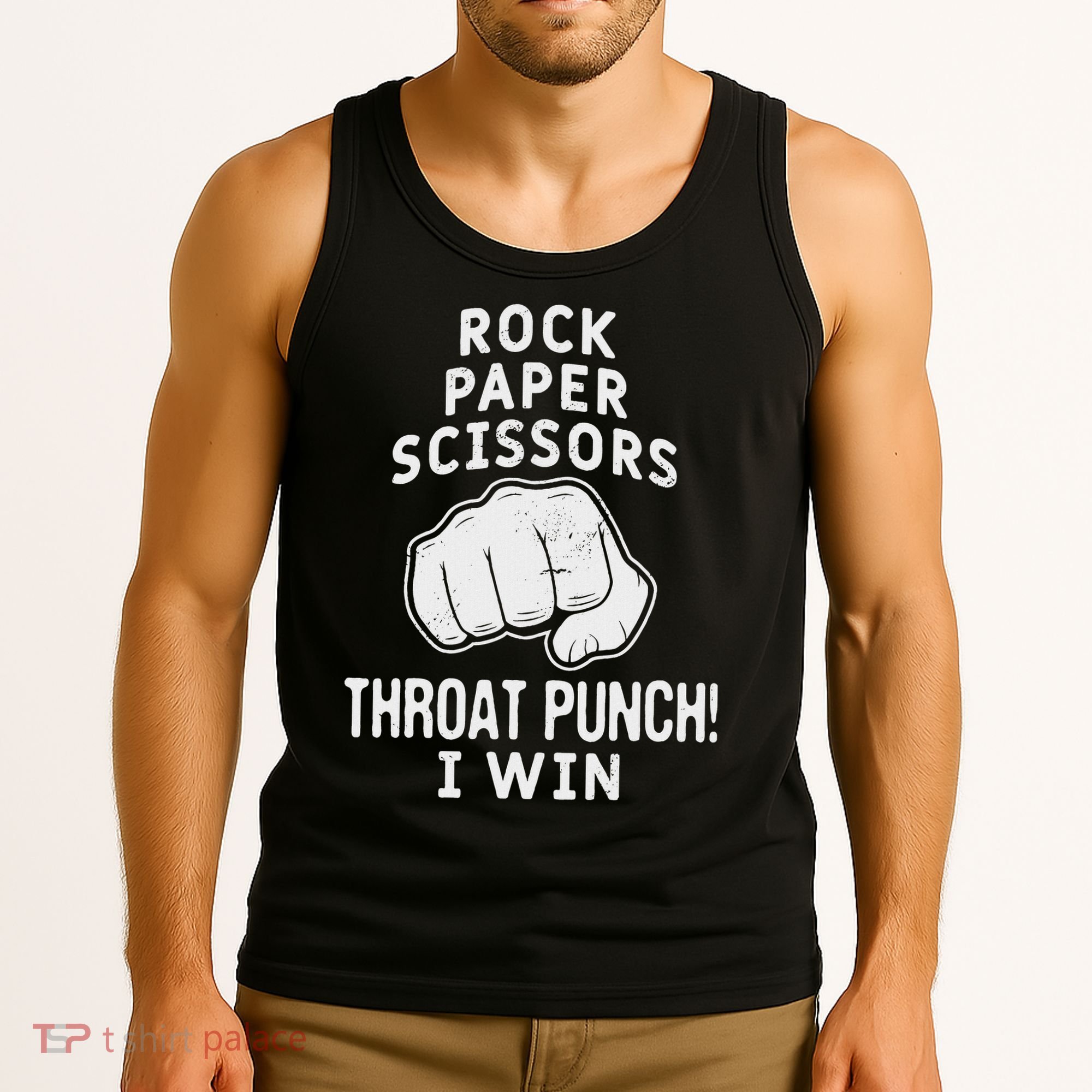 Funny Rock Paper Scissors Throat Punch I Win Tank Top