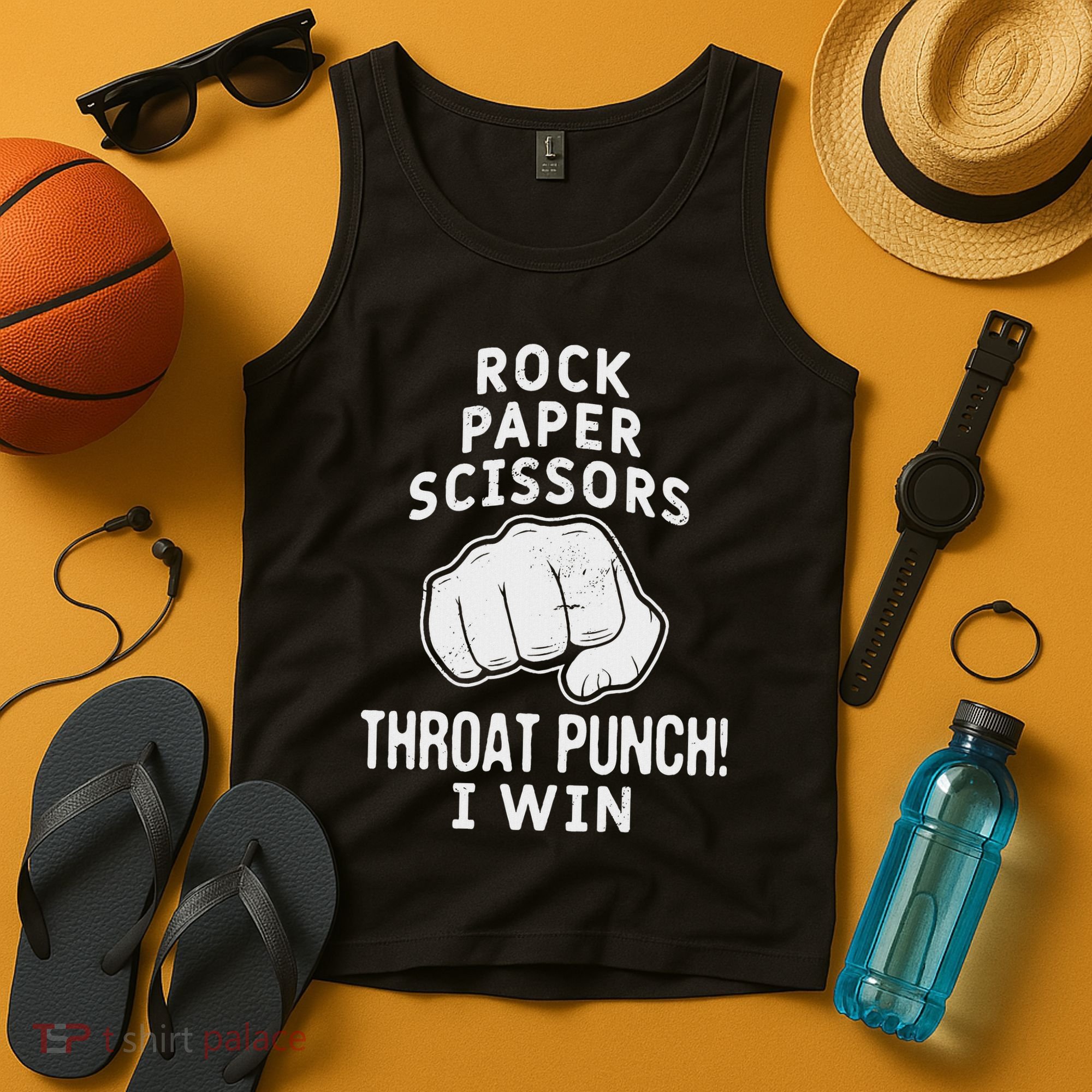Funny Rock Paper Scissors Throat Punch I Win Tank Top