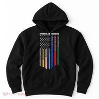 First Responders Police Military Firefighter Nurse BACK Hoodie thumb 0