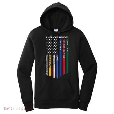 First Responders Police Military Firefighter Nurse BACK Women's Hoodie