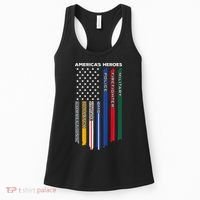 First Responders Police Military Firefighter Nurse BACK Women's Tank Top thumb 0