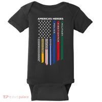 First Responders Police Military Firefighter Nurse BACK Baby Bodysuit thumb 0