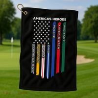 First Responders Police Military Firefighter Nurse BACK Golf Towel thumb 1