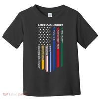 First Responders Police Military Firefighter Nurse BACK Toddler T-Shirt thumb 0