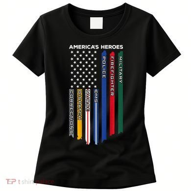 First Responders Police Military Firefighter Nurse BACK Women's T-Shirt