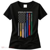 First Responders Police Military Firefighter Nurse BACK Women's T-Shirt thumb 0