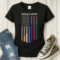 First Responders Police Military Firefighter Nurse BACK Women's T-Shirt thumb 3