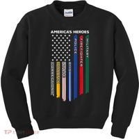 First Responders Police Military Firefighter Nurse BACK Kids Sweatshirt thumb 0