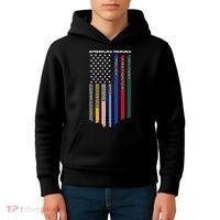 First Responders Police Military Firefighter Nurse BACK Kids Hoodie thumb 4