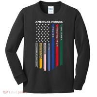 First Responders Police Military Firefighter Nurse BACK Kids Long Sleeve Shirt thumb 0