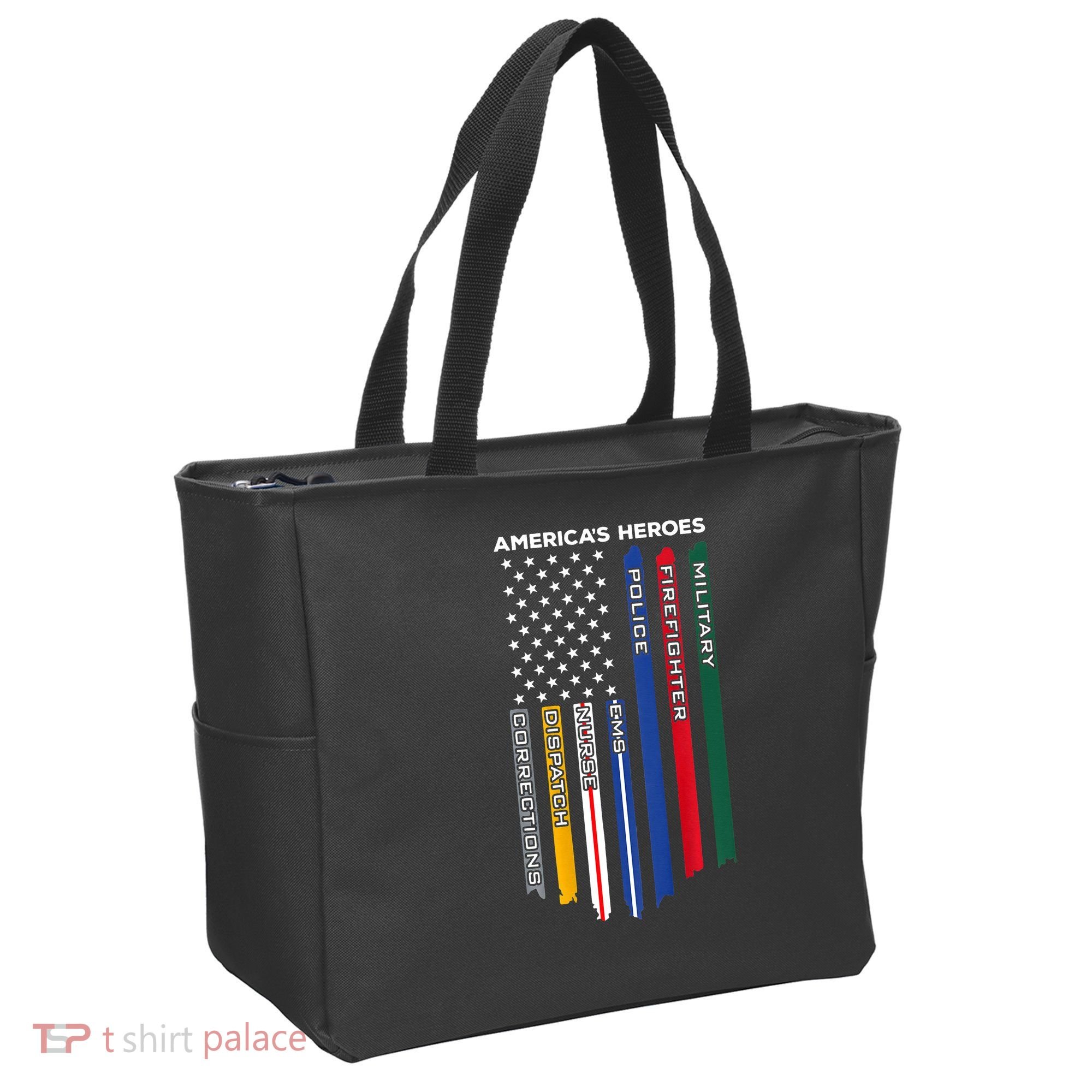 First Responders Police Military Firefighter Nurse BACK Tote Bag