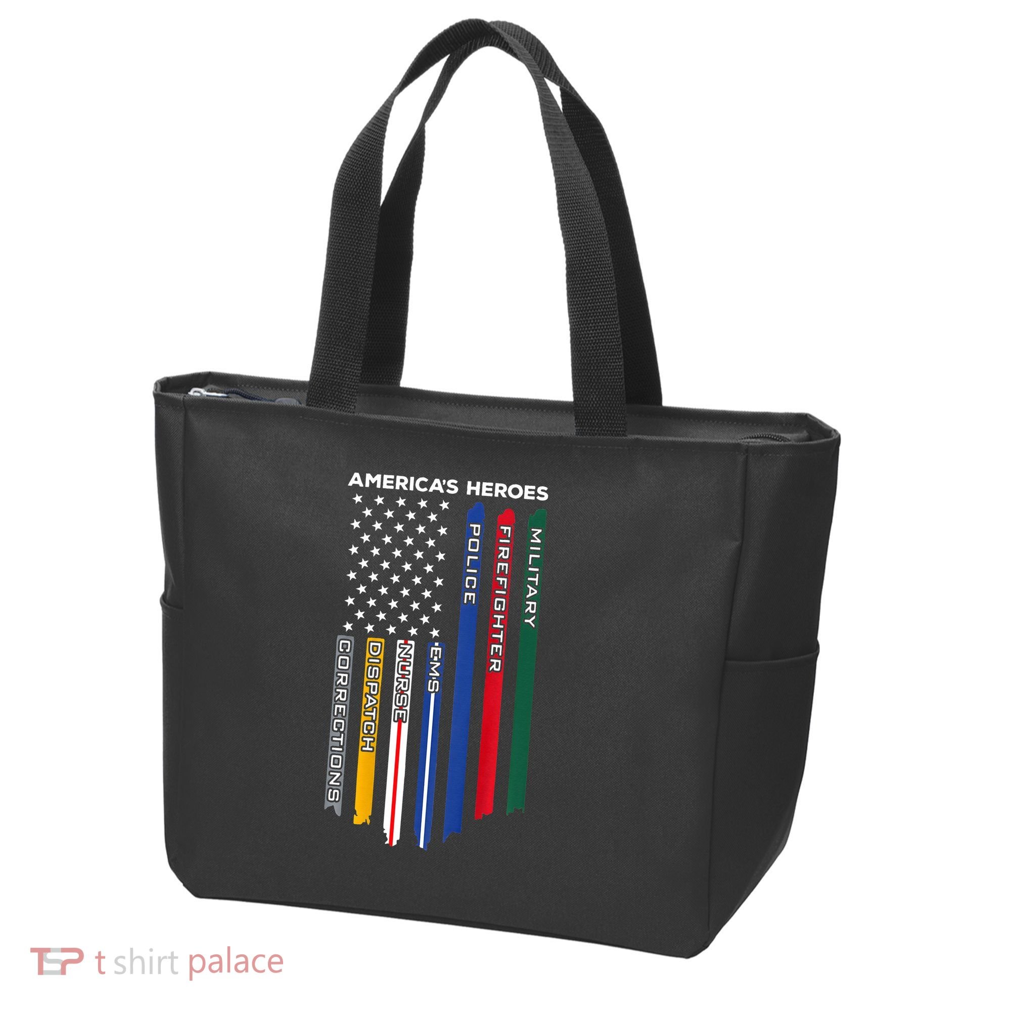 First Responders Police Military Firefighter Nurse BACK Tote Bag