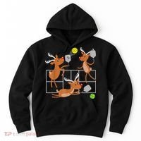 Funny Reindeer Playing Pickleball Christmas Sports Player Gift Hoodie thumb 0