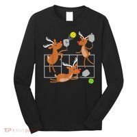 Funny Reindeer Playing Pickleball Christmas Sports Player Gift Long Sleeve Shirt thumb 0