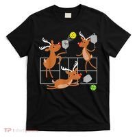 Funny Reindeer Playing Pickleball Christmas Sports Player Gift T-Shirt thumb 0