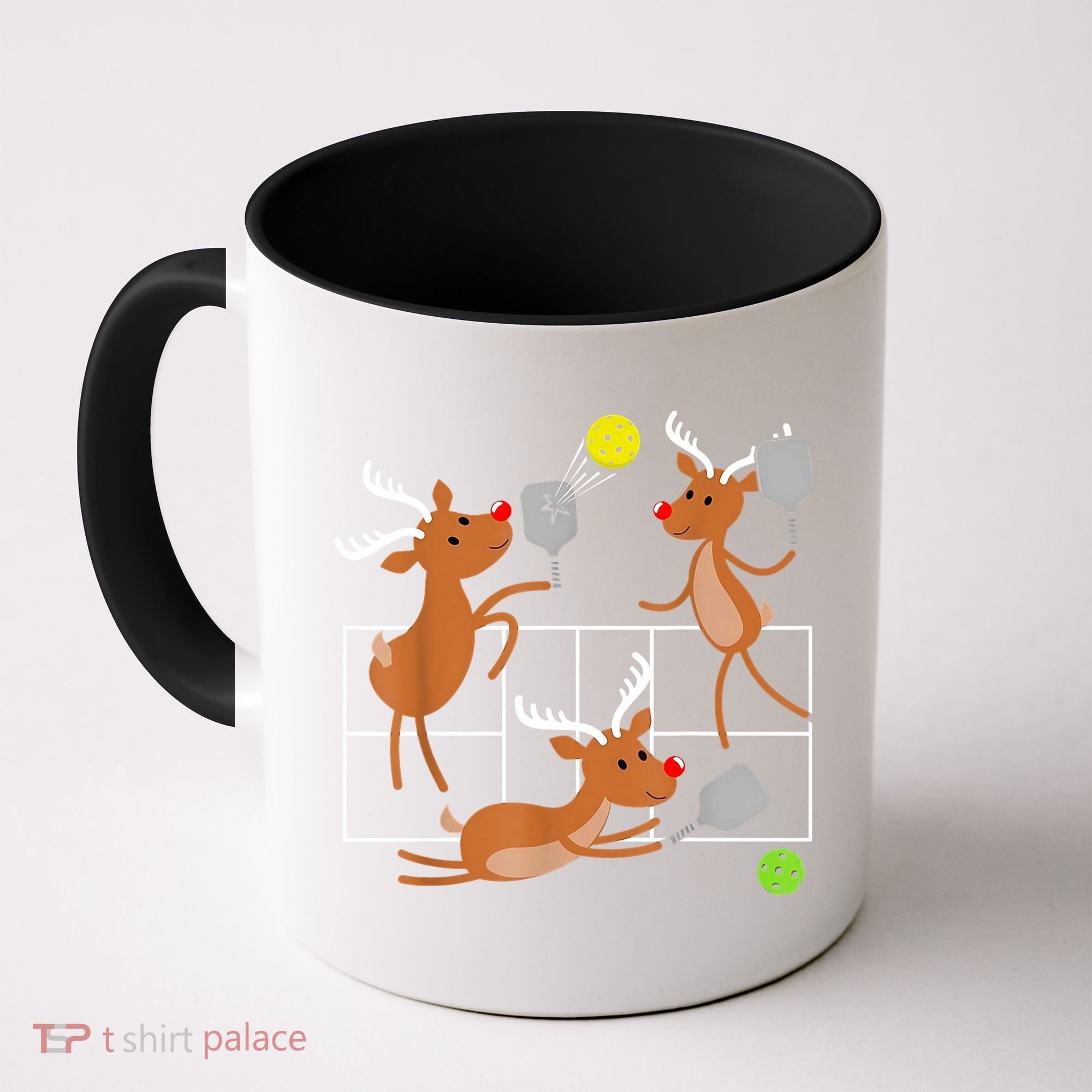 Funny Reindeer Playing Pickleball Christmas Sports Player Gift Coffee Mug