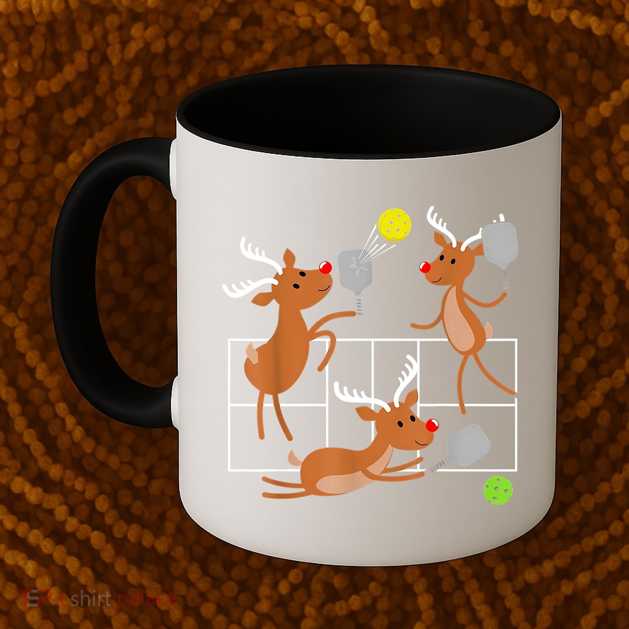 Funny Reindeer Playing Pickleball Christmas Sports Player Gift Coffee Mug