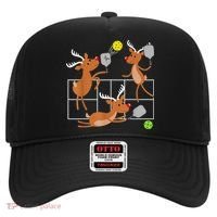 Funny Reindeer Playing Pickleball Christmas Sports Player Gift Hat thumb 0