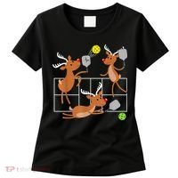 Funny Reindeer Playing Pickleball Christmas Sports Player Gift Women's T-Shirt thumb 0