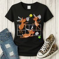 Funny Reindeer Playing Pickleball Christmas Sports Player Gift Women's T-Shirt thumb 3