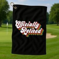 Funny Retro Retired Retirement Gift Golf Towel thumb 1