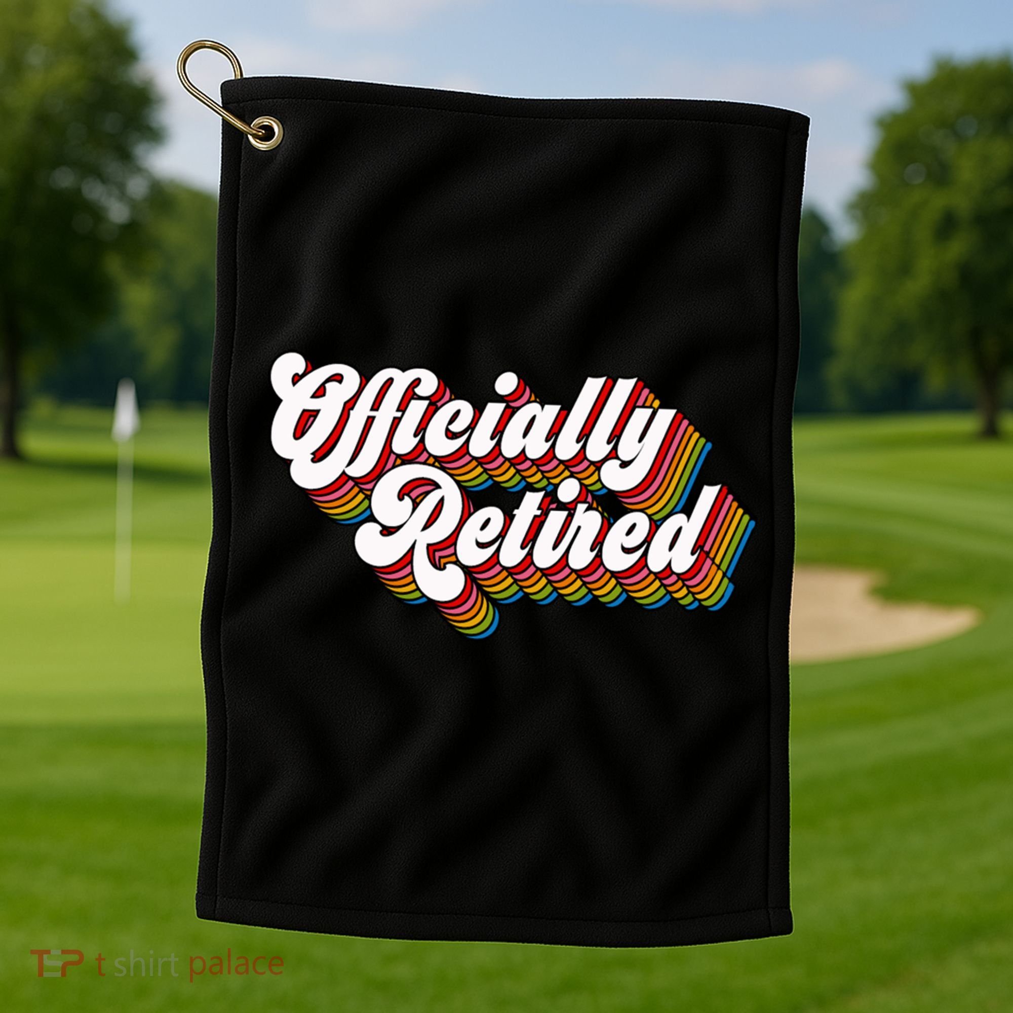 Funny Retro Retired Retirement Gift Golf Towel