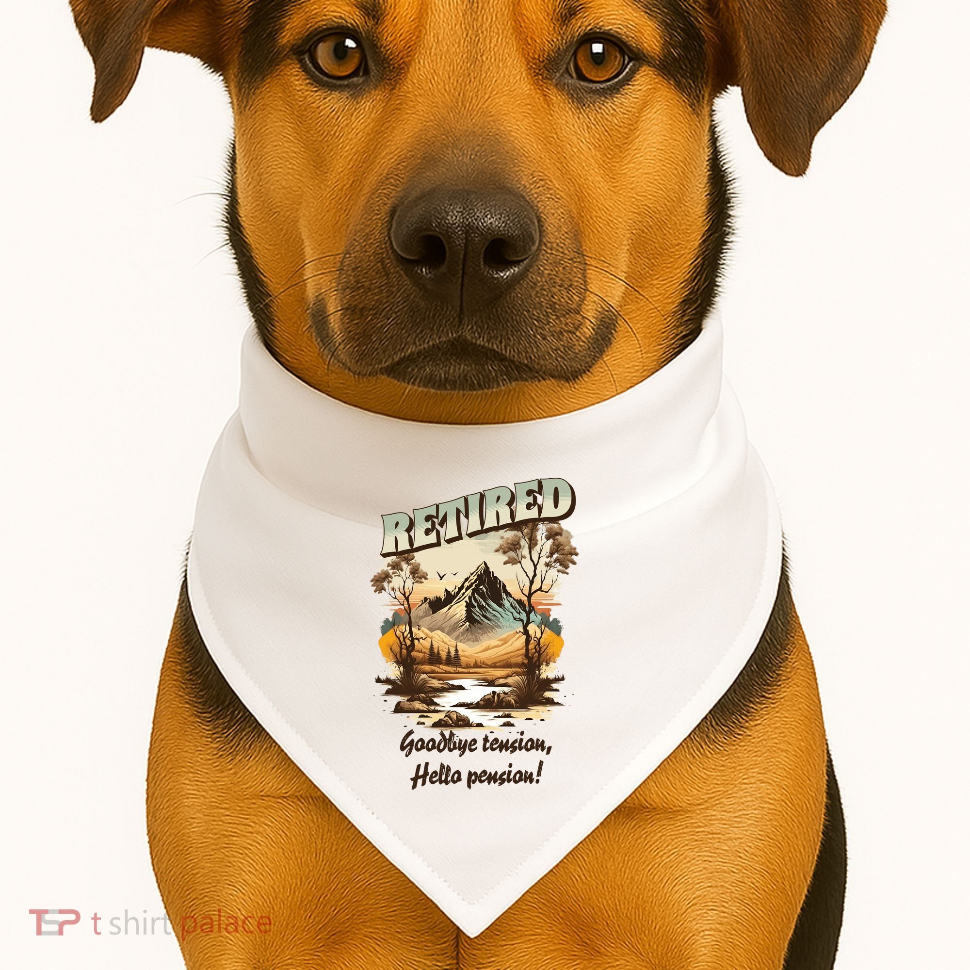 Funny Retired Retirement Gift Goodbye Tension USA-Made Doggie Bandana