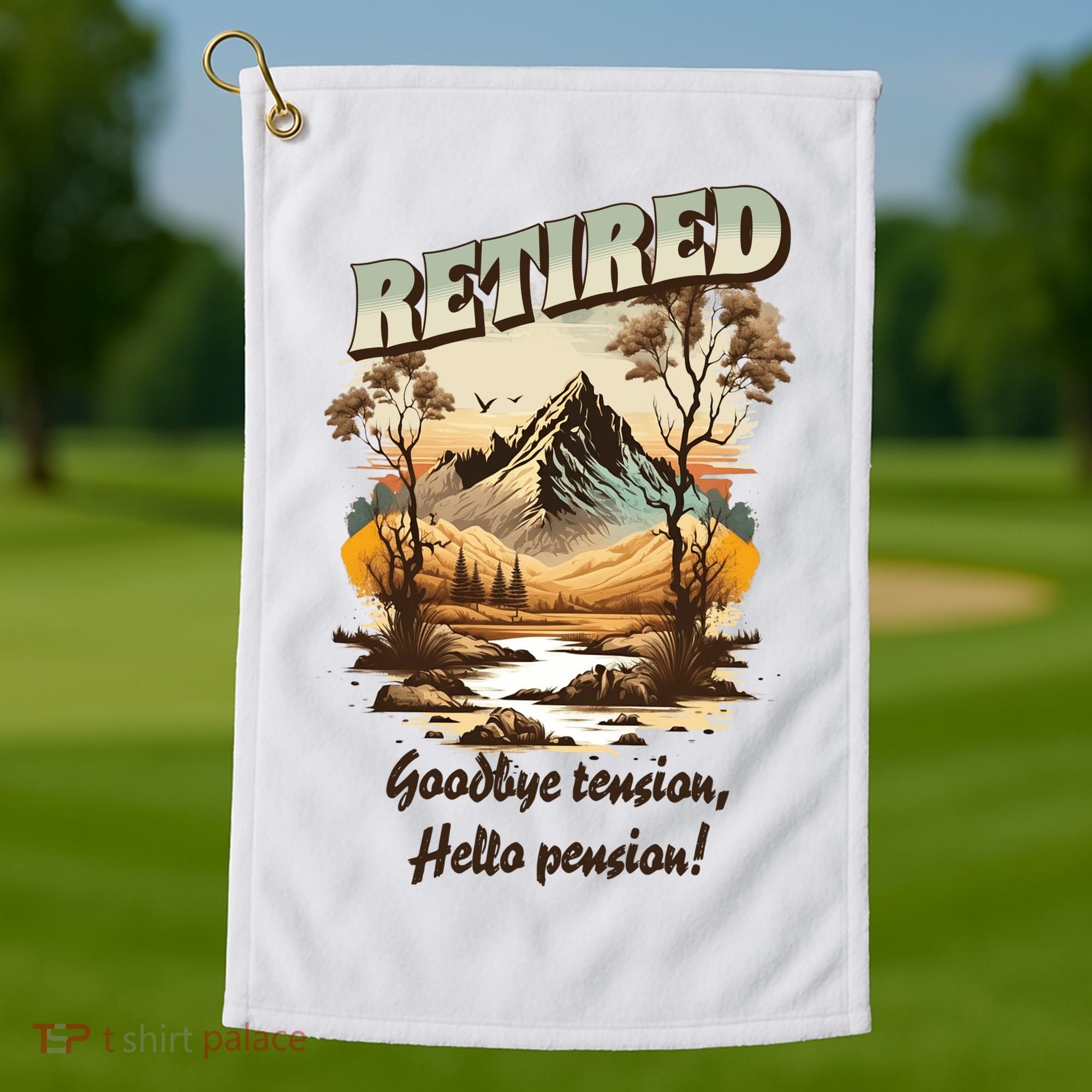 Funny Retired Retirement Gift Goodbye Tension Golf Towel