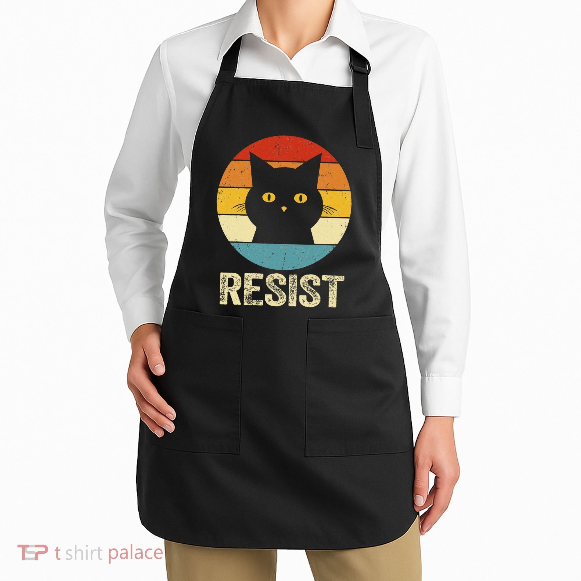 Funny Resist Retro Cat Resist Apron