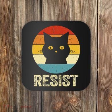 Funny Resist Retro Cat Resist Coaster