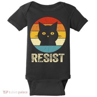 Funny Resist Retro Cat Resist Baby Bodysuit