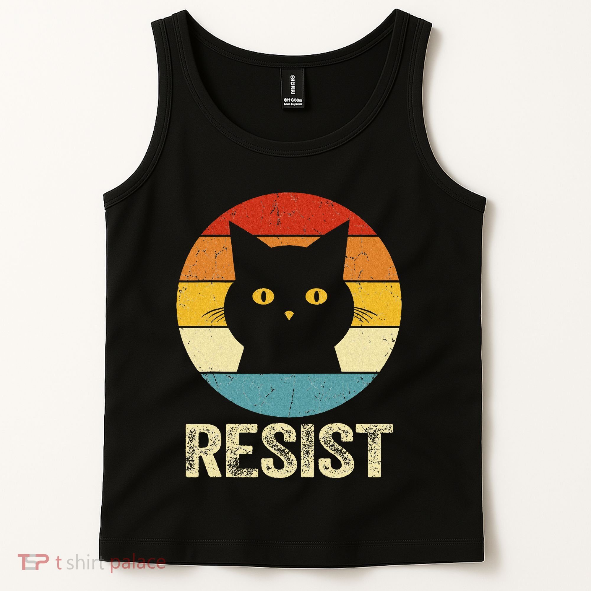 Funny Resist Retro Cat Resist Tank Top