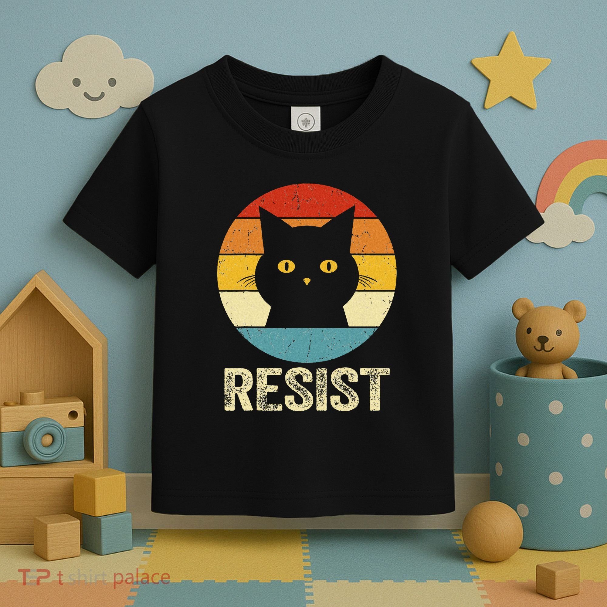 Funny Resist Retro Cat Resist Toddler T-Shirt