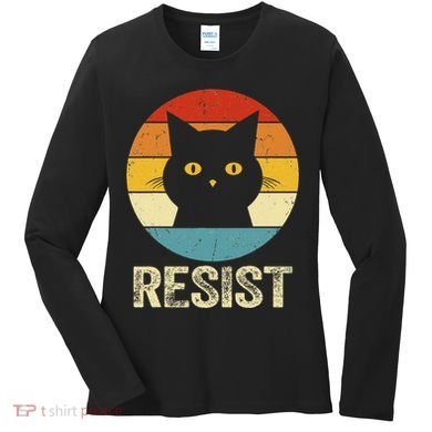 Funny Resist Retro Cat Resist Women's Long Sleeve Shirt