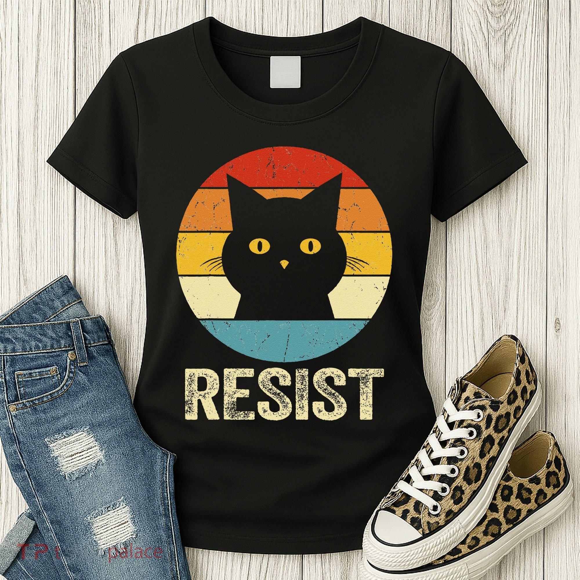 Funny Resist Retro Cat Resist Women's T-Shirt