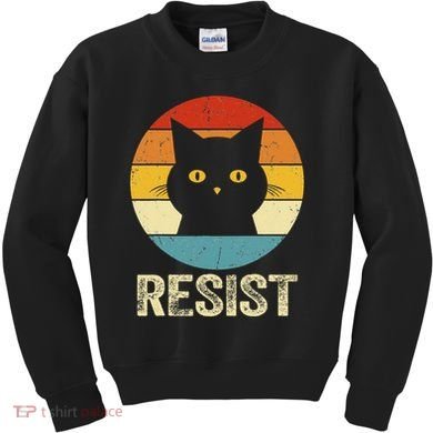 Funny Resist Retro Cat Resist Kids Sweatshirt